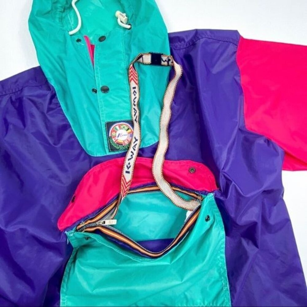 KWAY Multi Color Waterproof Hooded Windbreaker 2 in 1 Bag S - Picture 9 of 16